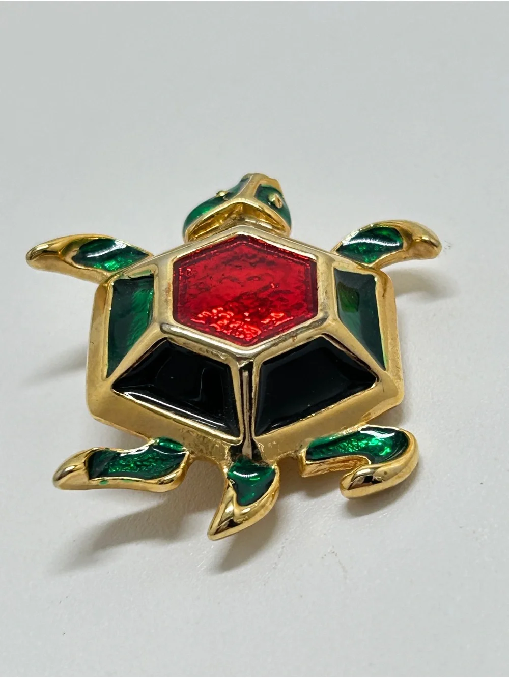 Vintage Gold And Enamel Sea Turtle Brooch